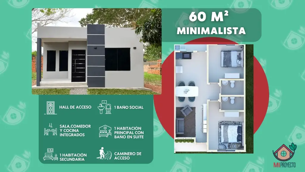 CASA FACHADA MINIMALISTA 60 M2