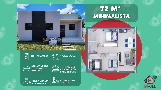 CASA FACHADA MINIMALISTA 72 M2