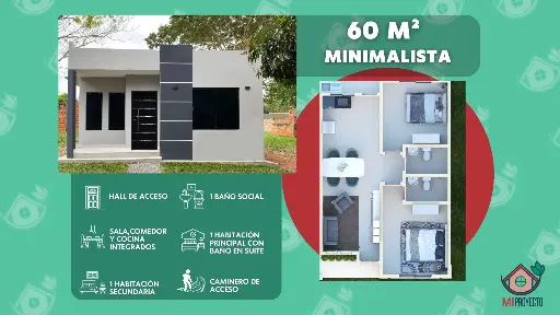 CASA FACHADA MINIMALISTA 60 M2
